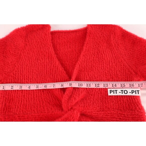 No Boundaries‎ Red Faux Fur Twist Front Sweater Size  XL (16-18) - Picture 7 of 13